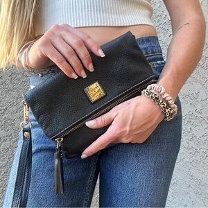 Dooney & Bourke Black Pebble Leather Wristlet